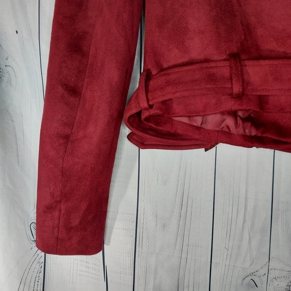 Romeo & Juliet Couture Faux Suede Moto Biker Cropped Edgy Goth Jacket - Picture 11 of 14